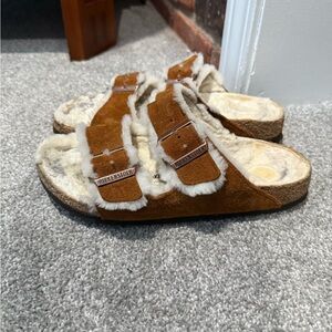 Birkenstock Tan Shearling Lined Sandals